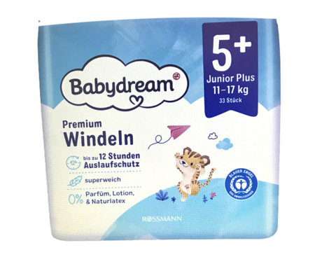  Babydream Windeln Junior plus Jumbo-Pack  5+ 33 szt. 12-17 kg pieluchy 